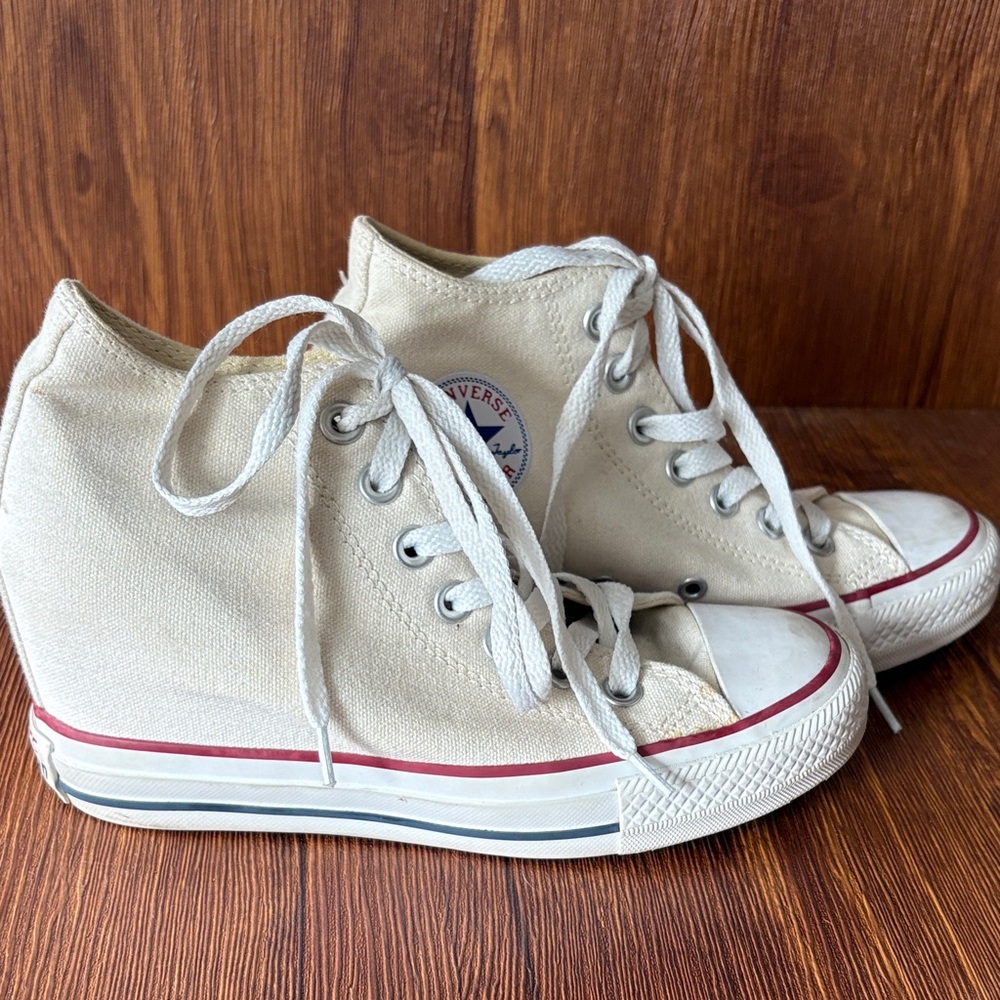 Converse Women's Off-White Wedge Heel Sneakers